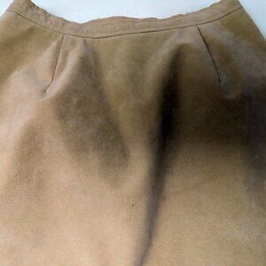 Khaki Beige XTRA SMALL Hand Sewn Leather Long Skirt Fully Lined
